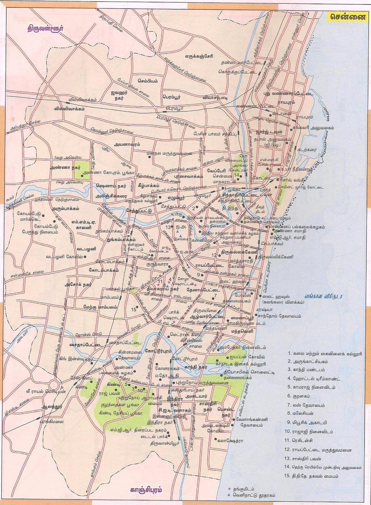 मार्ग के मानचित्र चेन्नै