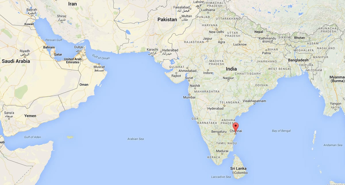 भारत के नक्शे में चेन्नै