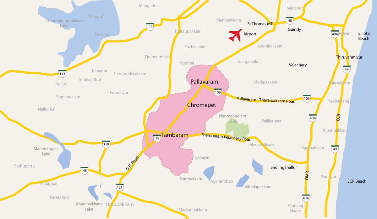 नक्शे के Tambaram, चेन्नै