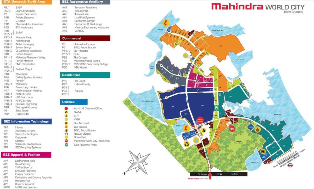 के नक्शे महिंद्रा शहर चेन्नै