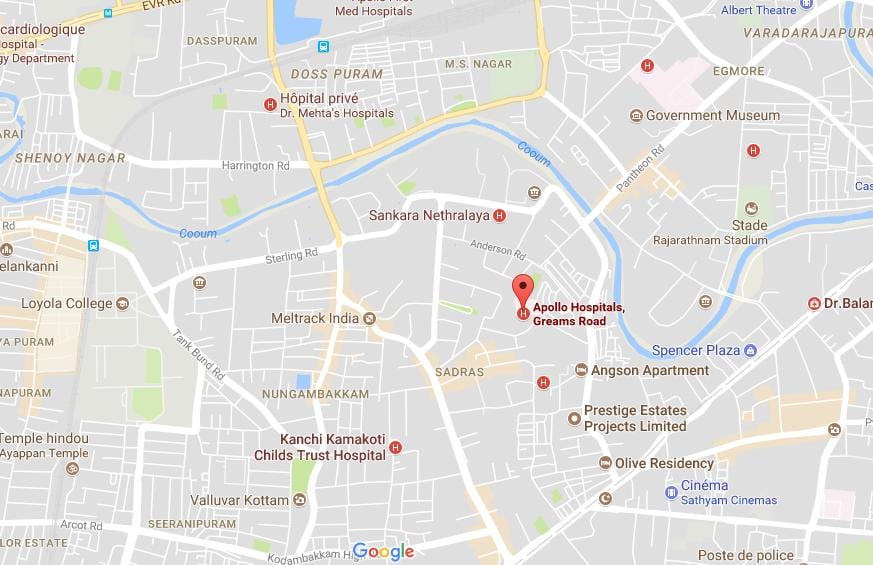 अपोलो अस्पताल चेन्नई Greams सड़क के नक्शे