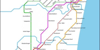 चेन्नई स्थानीय रेल मार्ग का नक्शा